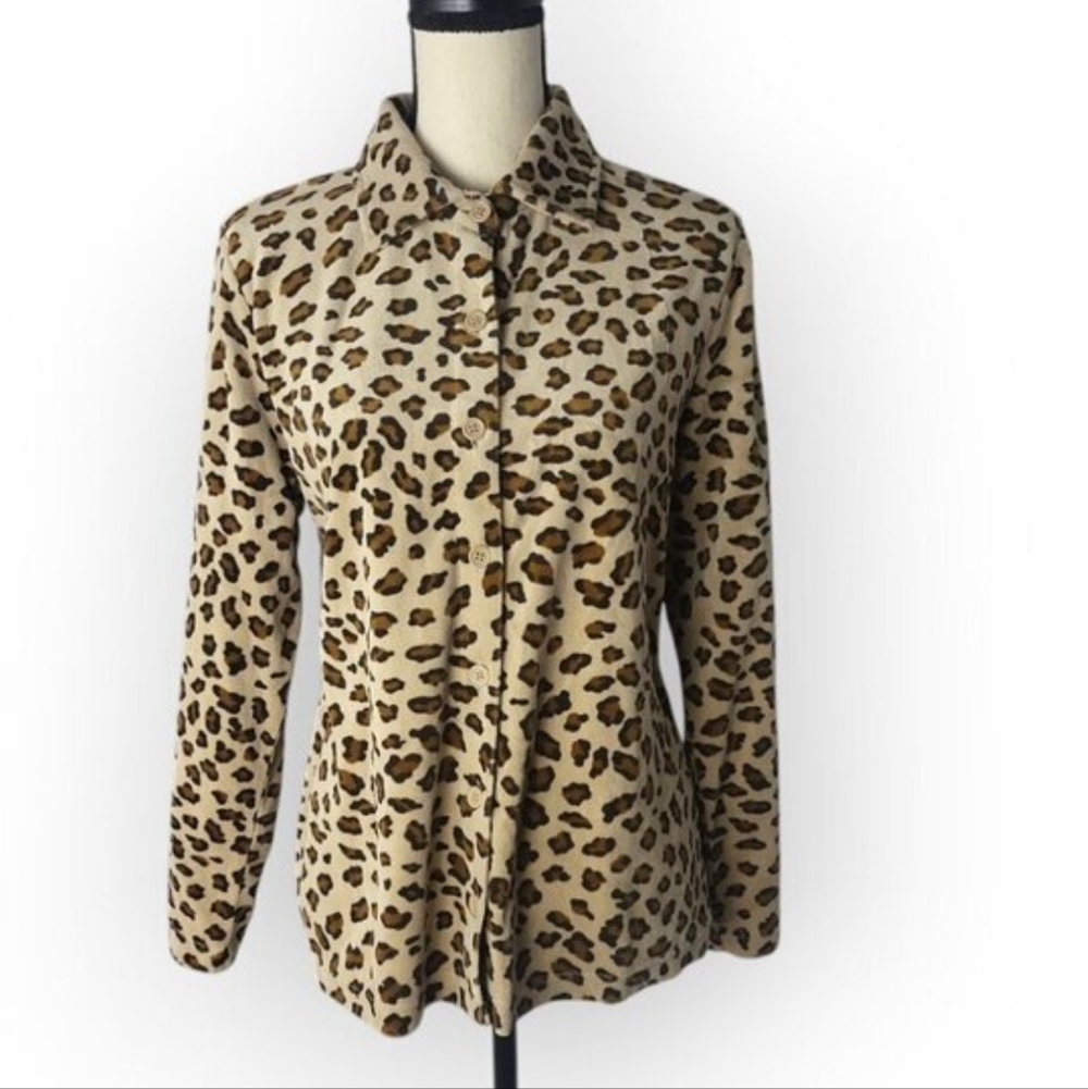 Pappagallo Leopard Print Blouse Medium - image 2